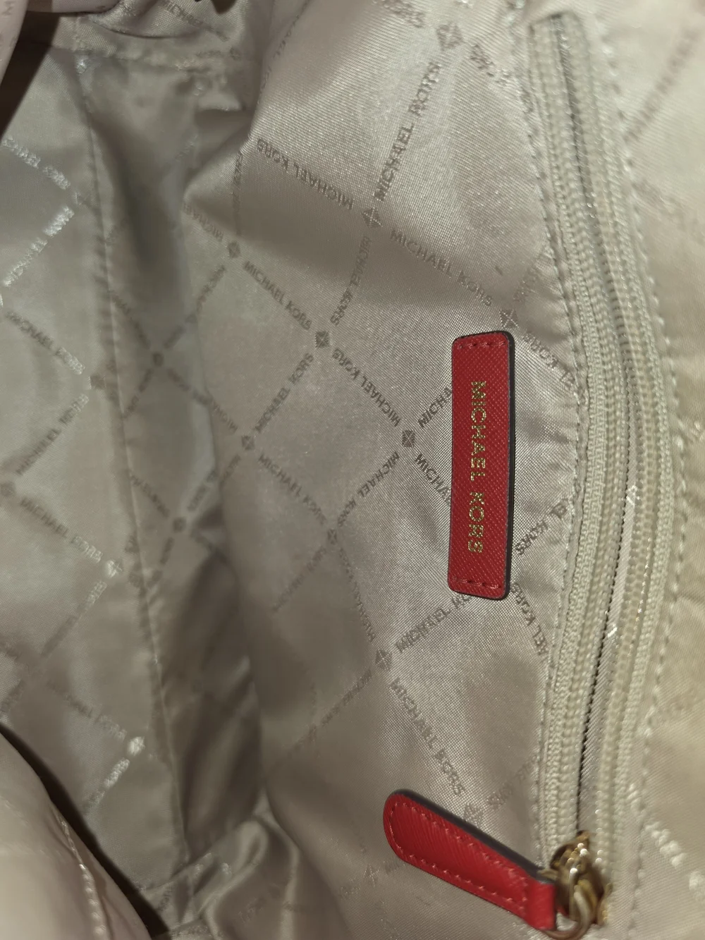 Michael Kors Ciara Top Zip Satchel Flame Red Monogram Messenger Bag